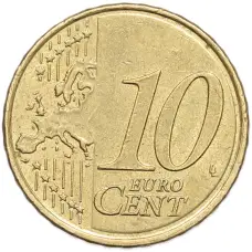 Монета 10 евроцентов 2009 года Испания (реверс)