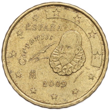 Монета 10 евроцентов 2009 года Испания (аверс)
