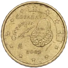 Монета 10 евроцентов 2009 года Испания (аверс)
