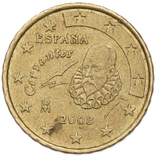 Монета 10 евроцентов 2008 года Испания (аверс)