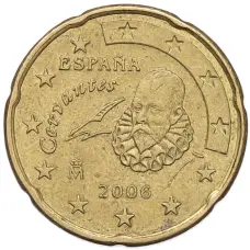 Монета 20 евроцентов 2006 года Испания (аверс)