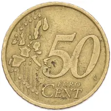 Монета 50 евроцентов 2002 года Италия (реверс)