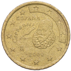 Монета 50 евроцентов 2000 года Испания (аверс)