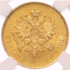 Монета 10 марок 1913 года Русская Финляндия — в слабе NGC (MS62) (реверс)