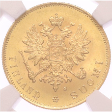 Монета 10 марок 1882 года Русская Финляндия — в слабе NGC (MS64) (реверс)