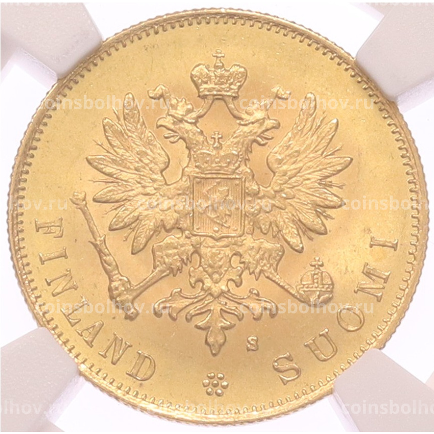 Монета 10 марок 1882 года Русская Финляндия — в слабе NGC (MS64) (вид 2)