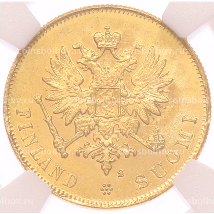 Монета 10 марок 1913 года Русская Финляндия — в слабе NGC (MS67) (вид 2)