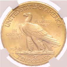 Монета 10 долларов 1910 года D США — в слабе NGC (MS62) (реверс)