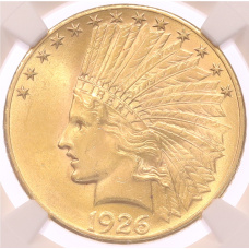 Монета 10 долларов 1926 года США — в слабе NGC (MS63) (аверс)