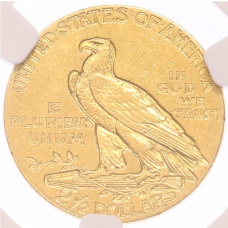 Монета 2 1/2 доллара 1908 года США — в слабе NGC (AU58) (реверс)