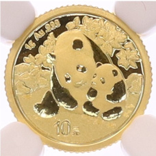 Монета 10 юаней 2024 года Китай «Панда» в слабе NGC (MS70) (аверс)