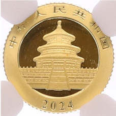 Монета 10 юаней 2024 года Китай «Панда» в слабе NGC (MS70) (реверс)