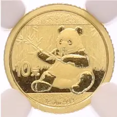 Монета 10 юаней 2017 года Китай «Панда» в слабе NGC (MS70) (аверс)