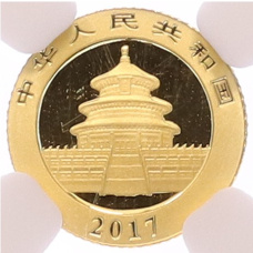 Монета 10 юаней 2017 года Китай «Панда» в слабе NGC (MS70) (реверс)