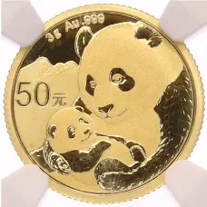 Монета 50 юаней 2019 года Китай «Панда» в слабе NGC (MS70) (аверс)