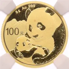 Монета 100 юаней 2019 года Китай «Панда в слабе NGC (MS70)» (аверс)