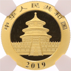 Монета 100 юаней 2019 года Китай «Панда в слабе NGC (MS70)» (реверс)