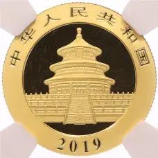 Монета 100 юаней 2019 года Китай «Панда в слабе NGC (MS70)» (реверс)