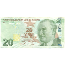 Банкнота 20 лир 2009 года Турция (аверс)