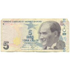 Банкнота 5 лир 2009 года Турция (аверс)