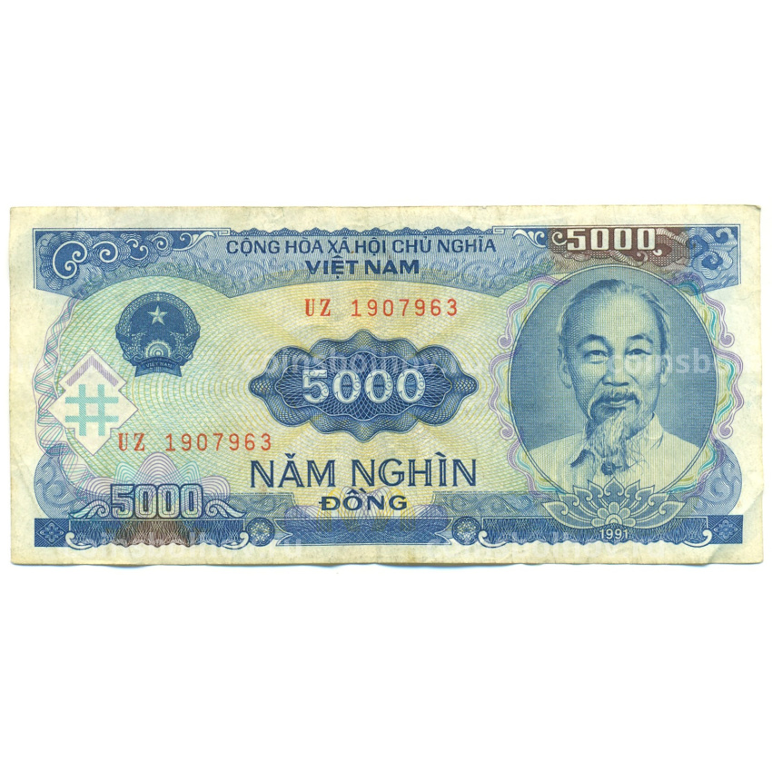 Банкнота 5000 донгов 1991 года Вьетнам