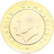 Монета 1 лира 2024 года Турция (реверс)