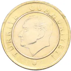 Монета 1 лира 2021 года Турция (реверс)