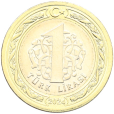 Монета 1 лира 2024 года Турция (аверс)