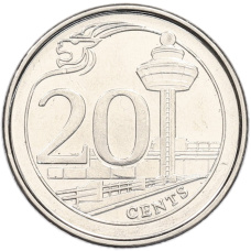 Монета 20 центов 2018 года Сингапур (аверс)