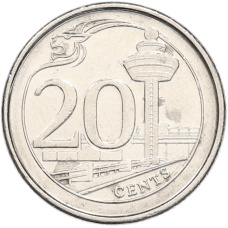 Монета 20 центов 2013 года Сингапур (аверс)