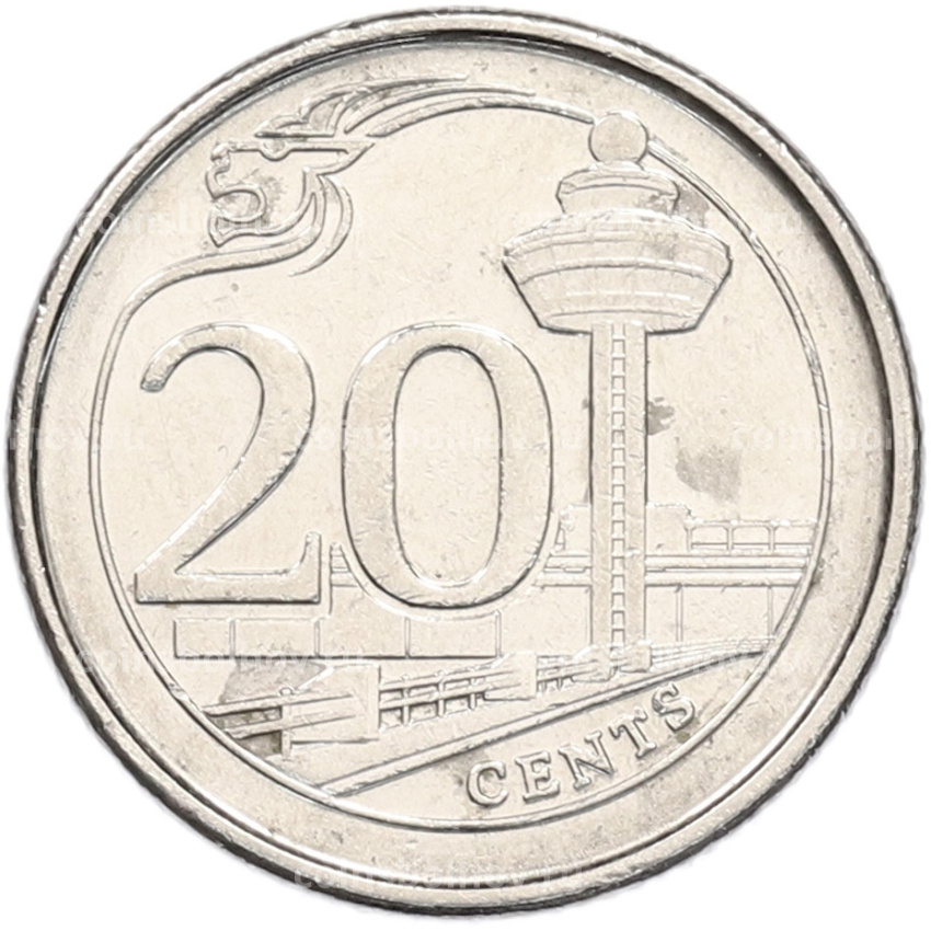 Монета 20 центов 2013 года Сингапур