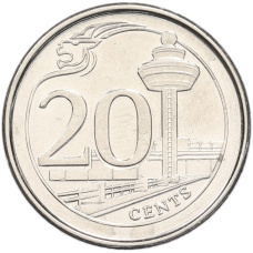 Монета 20 центов 2014 года Сингапур (аверс)