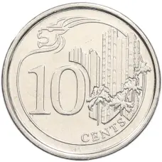 Монета 10 центов 2013 года Сингапур (аверс)