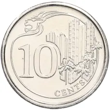 Монета 10 центов 2017 года Сингапур (аверс)