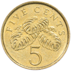 Монета 5 центов 2011 года Сингапур (аверс)