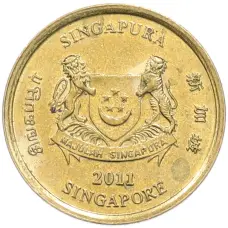 Монета 5 центов 2011 года Сингапур (реверс)