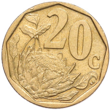 Монета 20 центов 2012 года ЮАР (аверс)