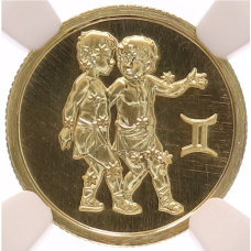 Монета 25 рублей 2003 года ММД «Знаки зодиака — Близнецы» в слабе NGC (MS69) (аверс)