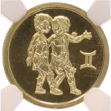 Монета 25 рублей 2003 года ММД «Знаки зодиака — Близнецы» в слабе NGC (MS69) (аверс)