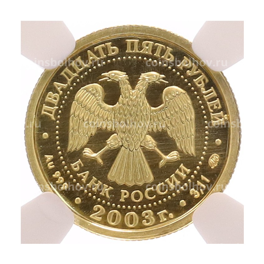 Монета 25 рублей 2003 года ММД «Знаки зодиака — Близнецы» в слабе NGC (MS69) (вид 2)