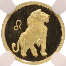 Монета 25 рублей 2002 года ММД «Знаки зодиака — Лев» в слабе NGC (MS69) (аверс)