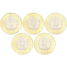 Набор из 5 монет 100 тенге 2025 года Казахстан «Животный мир Казахстана» (реверс)