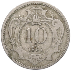 Монета 10 геллеров 1894 года Австрия (аверс)