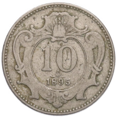 Монета 10 геллеров 1895 года Австрия (аверс)