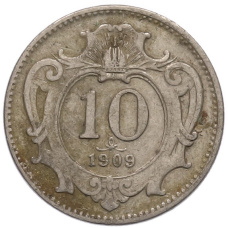 Монета 10 геллеров 1909 года Австрия (аверс)