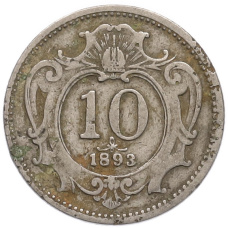 Монета 10 геллеров 1893 года Австрия (аверс)