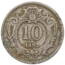 Монета 10 геллеров 1893 года Австрия (аверс)