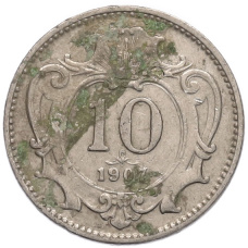Монета 10 геллеров 1907 года Австрия (аверс)