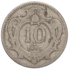 Монета 10 геллеров 1895 года Австрия (аверс)