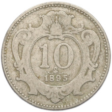 Монета 10 геллеров 1895 года Австрия (аверс)
